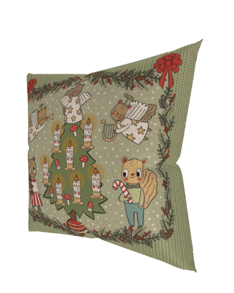 Premium Christmas Squirrels  Pillow Case 18"x18" CASE ONLY