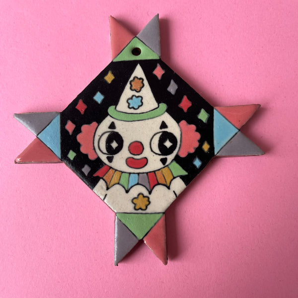 Ceramic Hand Built Clown Ornament