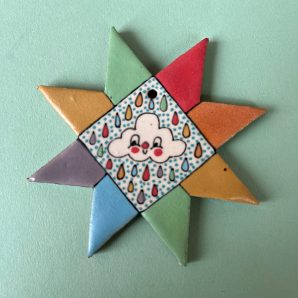 Ceramic Hand Built Quilt Square Ornament