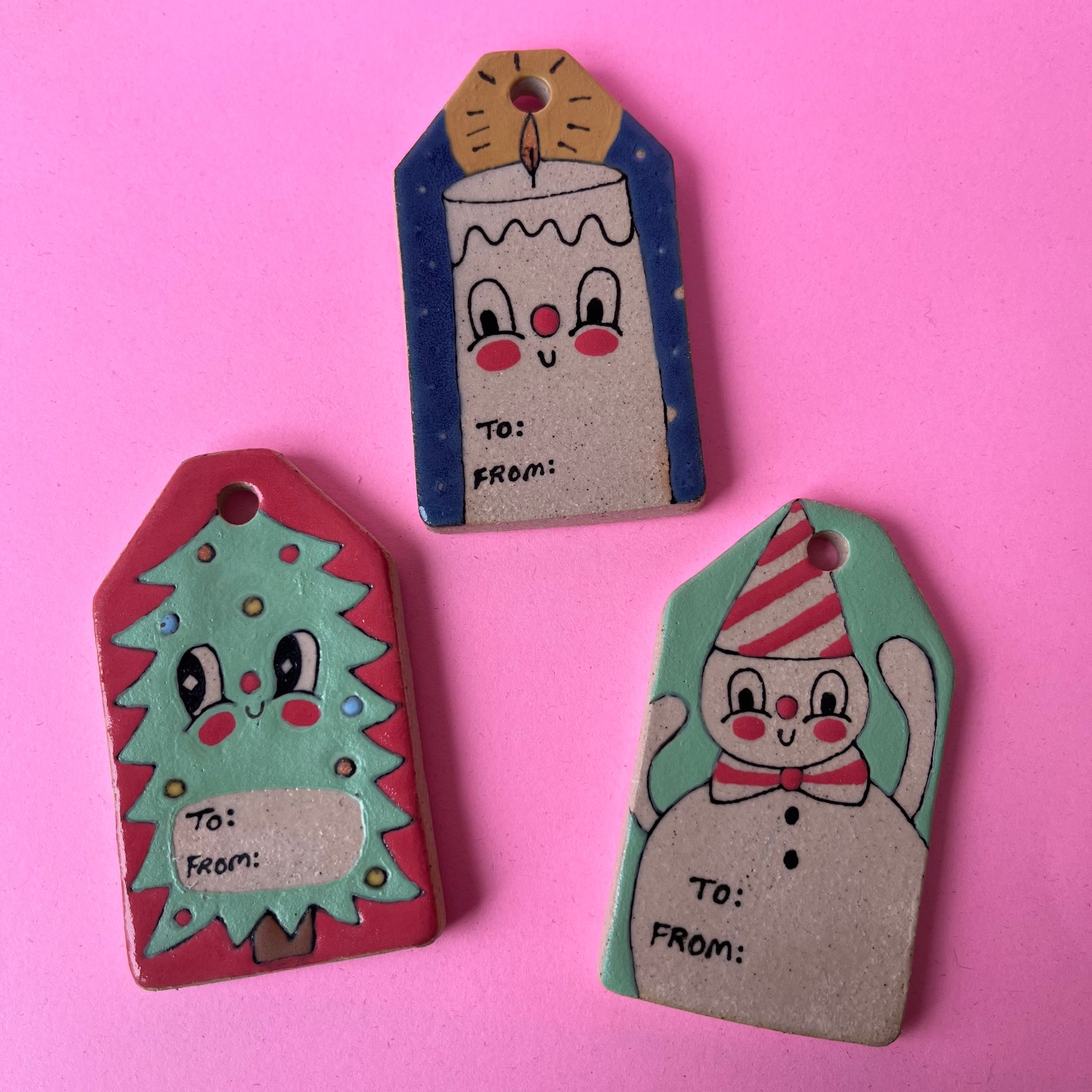 Ceramic Hand Built Gift Tags Set Of 3