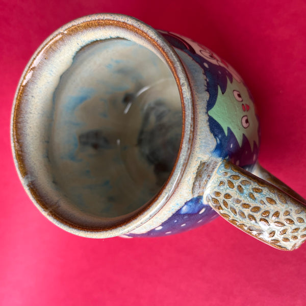 Ceramic Wheel Thrown Snowman Mug 14oz