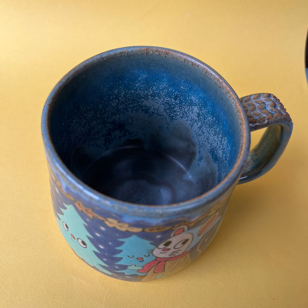 Ceramic Wheel Thrown Winter Walk Mug 13oz