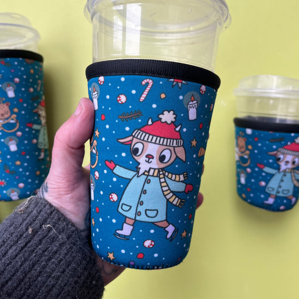 Winter Ice Skater Neoprene Drink Sleeve