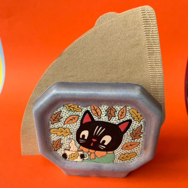 Ceramic Slip Cast Cats Coffee Filter Holder (or for napkins)