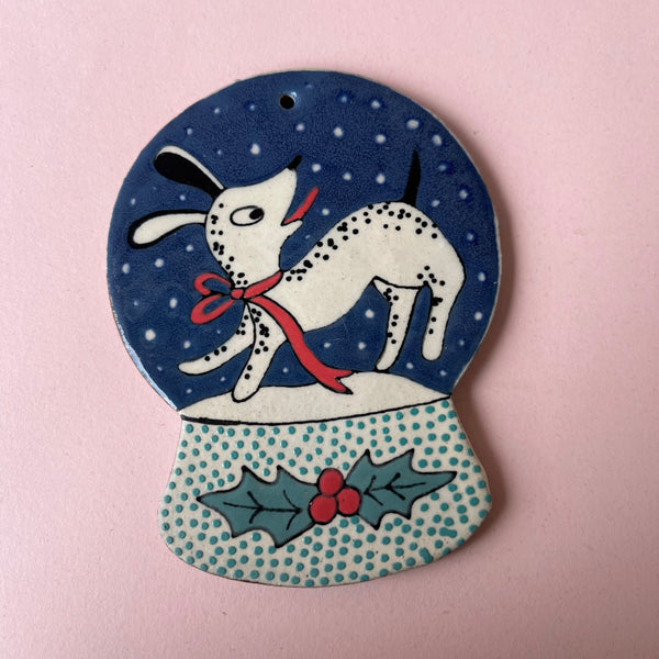 Ceramic Hand Built Snow Globe Characters Ornament