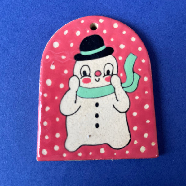Ceramic Hand Built Snowman Ornament
