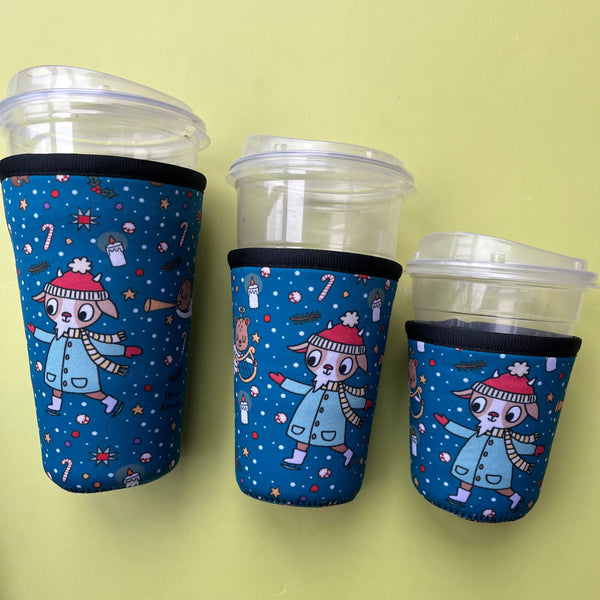 Winter Ice Skater Neoprene Drink Sleeve