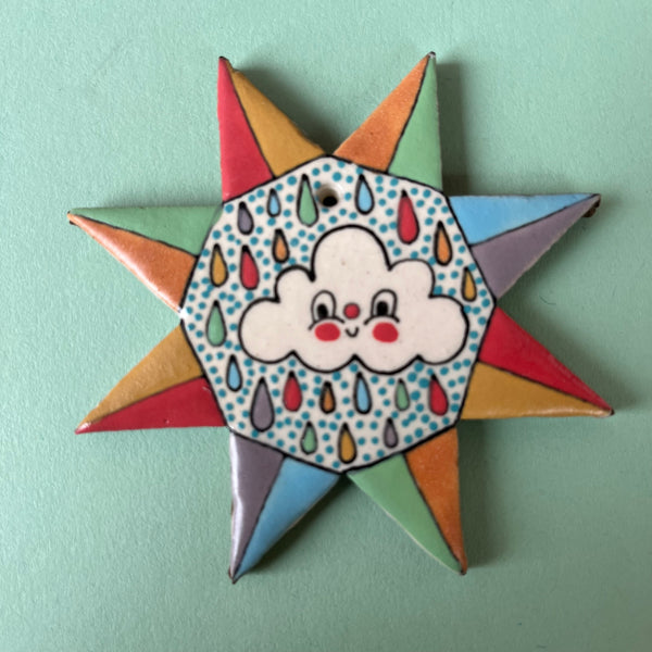 Ceramic Hand Built Quilt Square Ornament