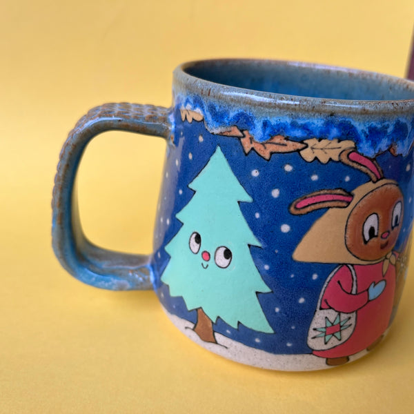 Ceramic Wheel Thrown Winter Walk Mug 13oz