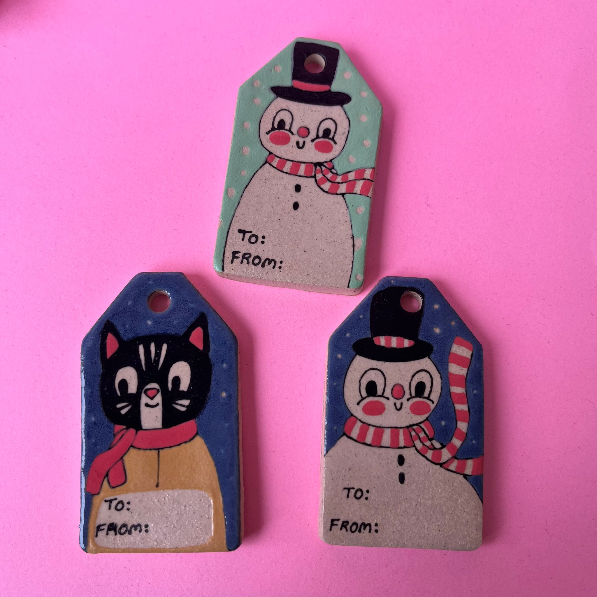 Ceramic Hand Built Gift Tags Set Of 3
