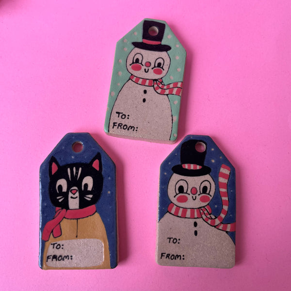 Ceramic Hand Built Gift Tags Set Of 3