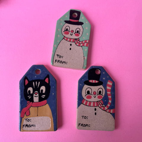 Ceramic Hand Built Gift Tags Set Of 3