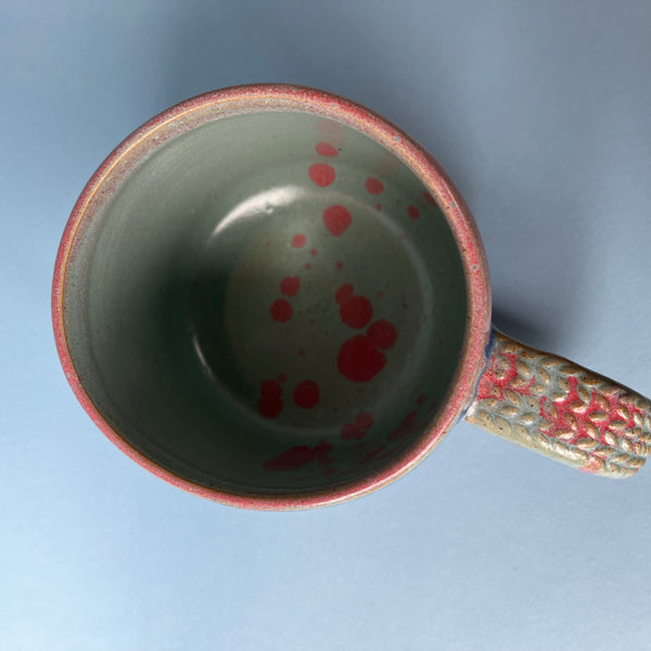 Ceramic Wheel Thrown Snowman Candy Cane Mug 13.5oz