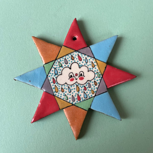 Ceramic Hand Built Quilt Square Ornament