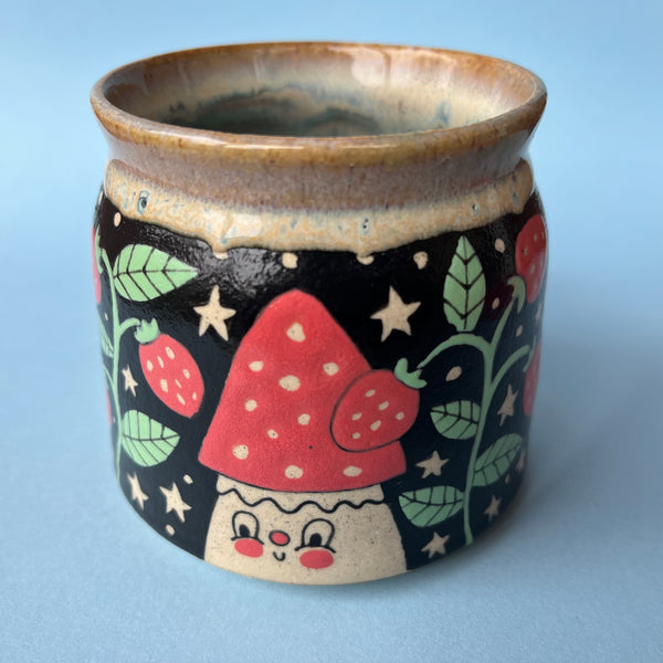 Ceramic Wheel Thrown Owl Mushroom Mug 11.5oz