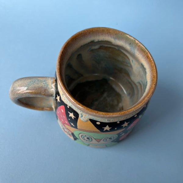 Ceramic Wheel Thrown Owl Mushroom Mug 11.5oz