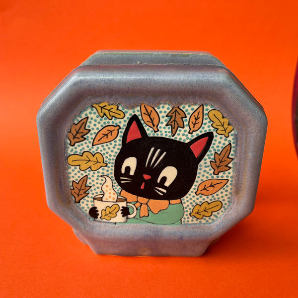 Ceramic Slip Cast Cats Coffee Filter Holder (or for napkins)