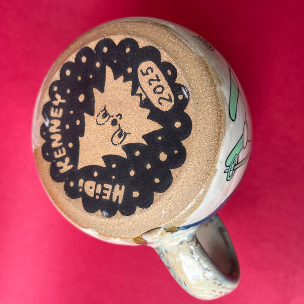 Ceramic Wheel Thrown Snowman Mug 14oz