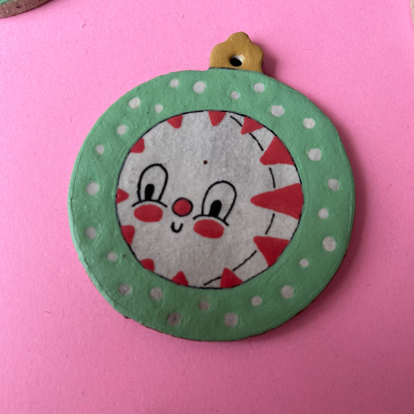 Ceramic Hand Built Peppermint Ornament
