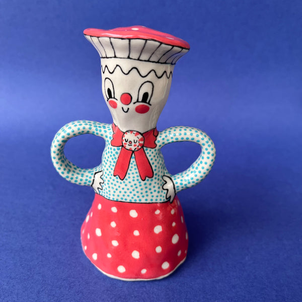 Ceramic Hand Built Oversized Mushroom Bell about 5-6"