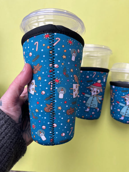 Winter Ice Skater Neoprene Drink Sleeve