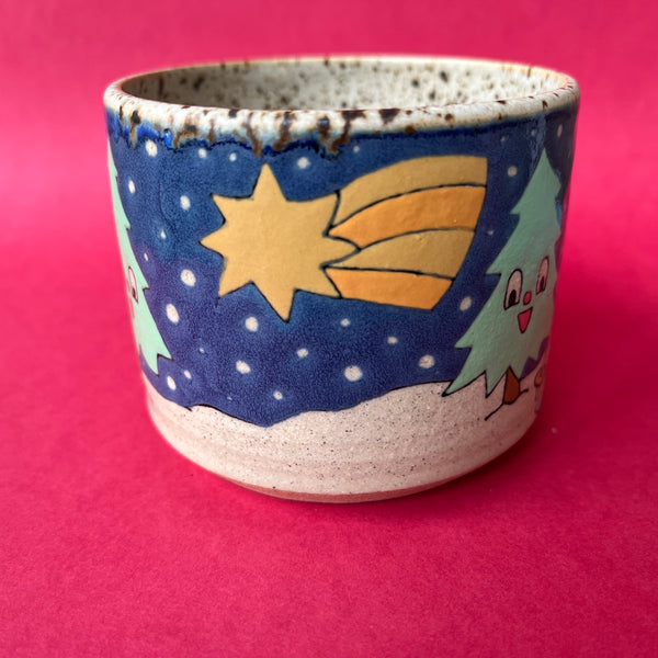 Ceramic Wheel Thrown Snowman Mug 9oz