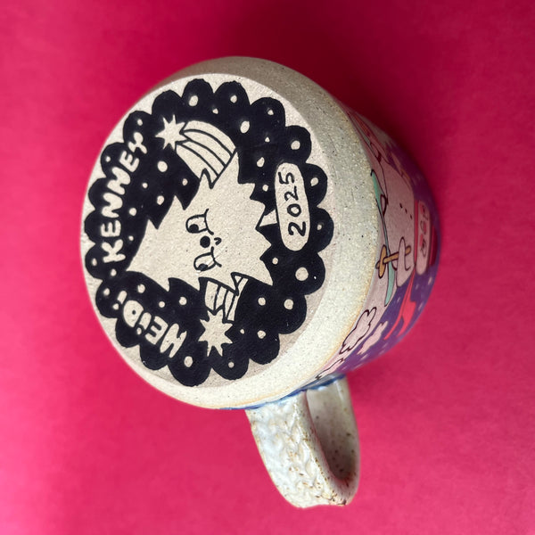 Ceramic Wheel Thrown Snowman Mug 9oz