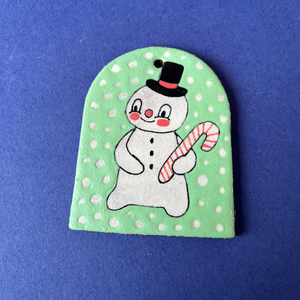 Ceramic Hand Built Snowman Ornament