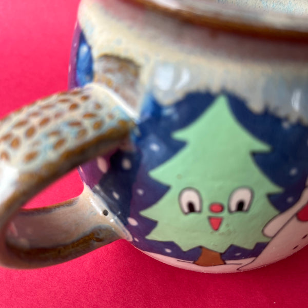 Ceramic Wheel Thrown Snowman Mug 14oz