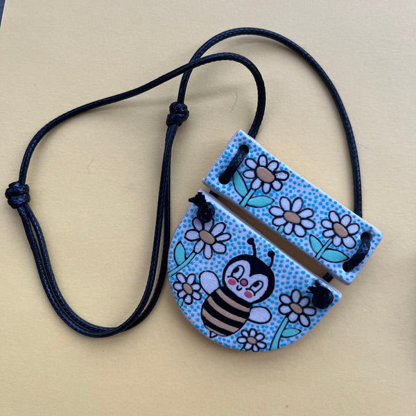 Ceramic Hand Built Necklace Bee