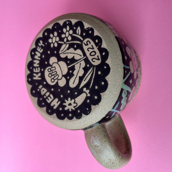 Ceramic Wheel Thrown Flower Mug 9oz