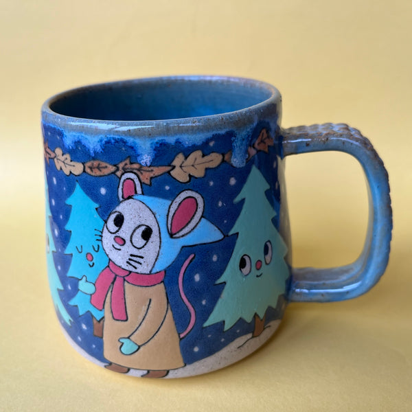 Ceramic Wheel Thrown Winter Walk Mug 13oz