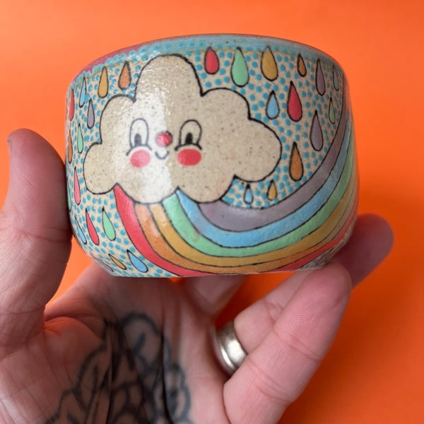 Ceramic Wheel Thrown Rainbow Cloud Bowl