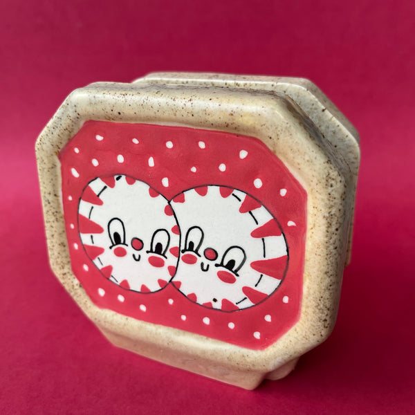 Ceramic Slip Cast Snowman Peppermint Coffee Filter Holder (or for napkins)