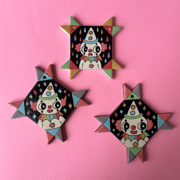 Ceramic Hand Built Clown Ornament