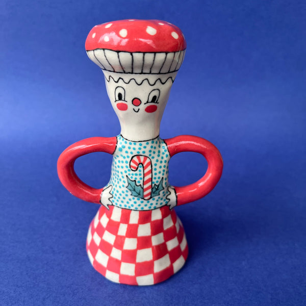 Ceramic Hand Built Oversized Mushroom Bell about 5-6"