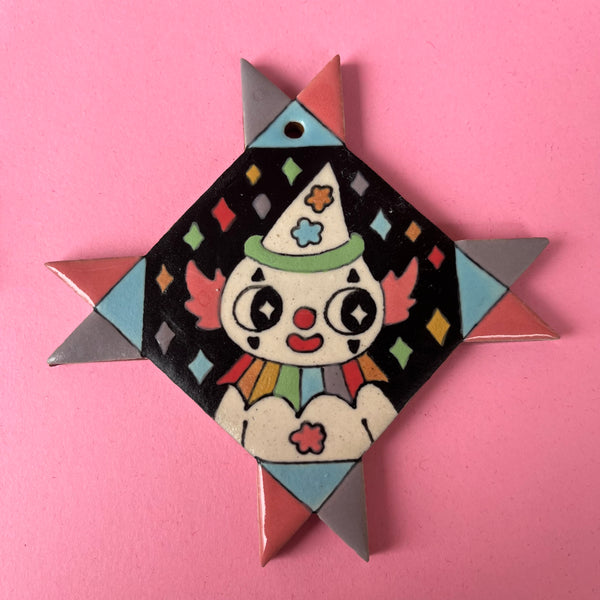 Ceramic Hand Built Clown Ornament