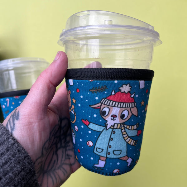 Winter Ice Skater Neoprene Drink Sleeve