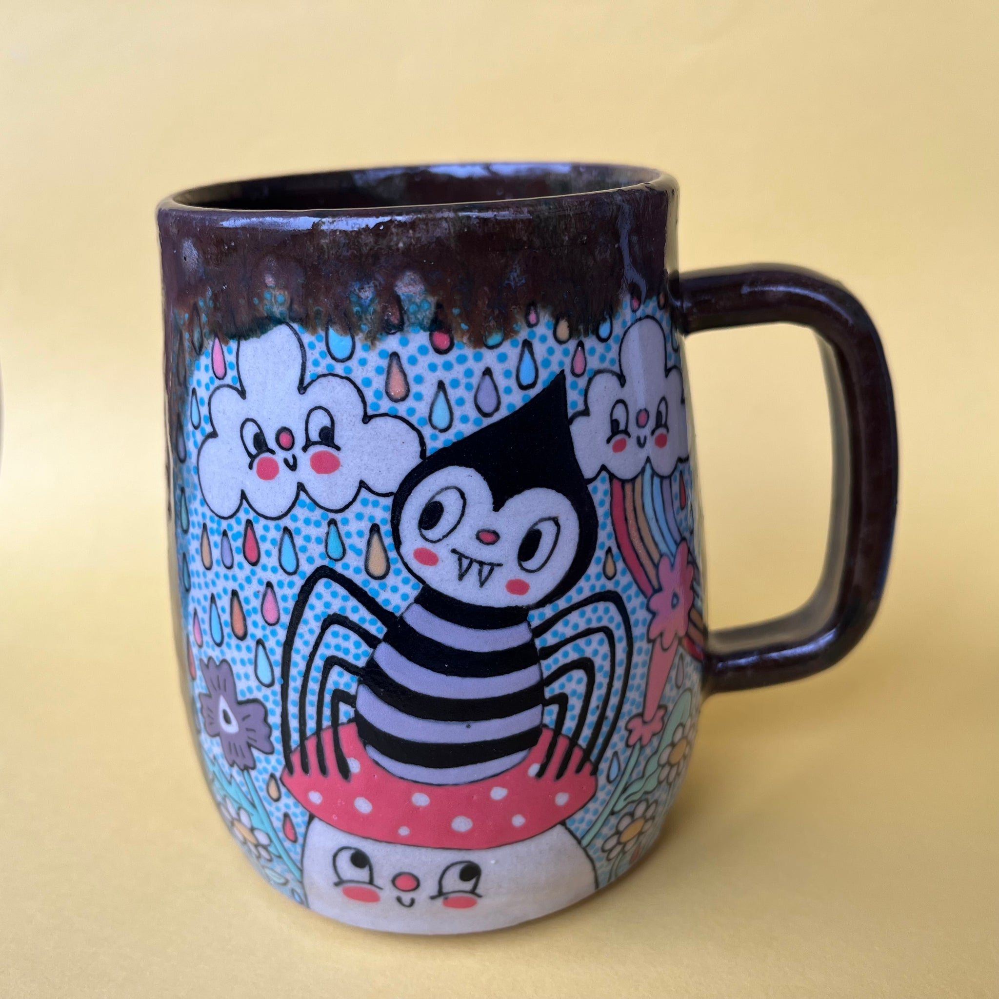 Ceramic Wheel Thrown Spider Flower Mug 17oz