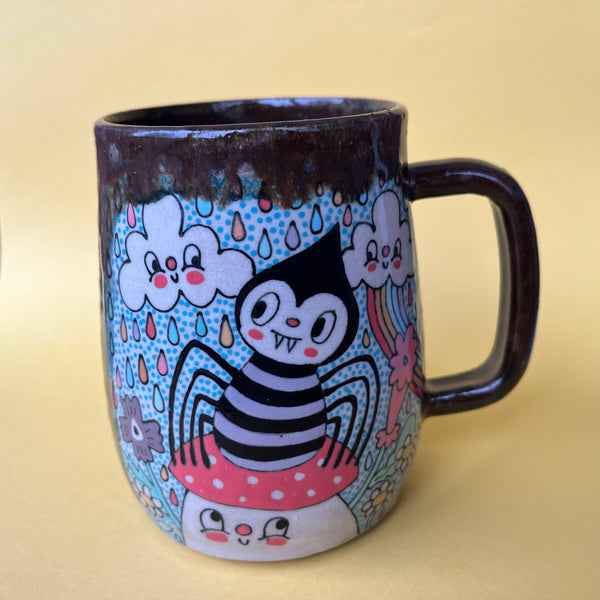 Ceramic Wheel Thrown Spider Flower Mug 17oz
