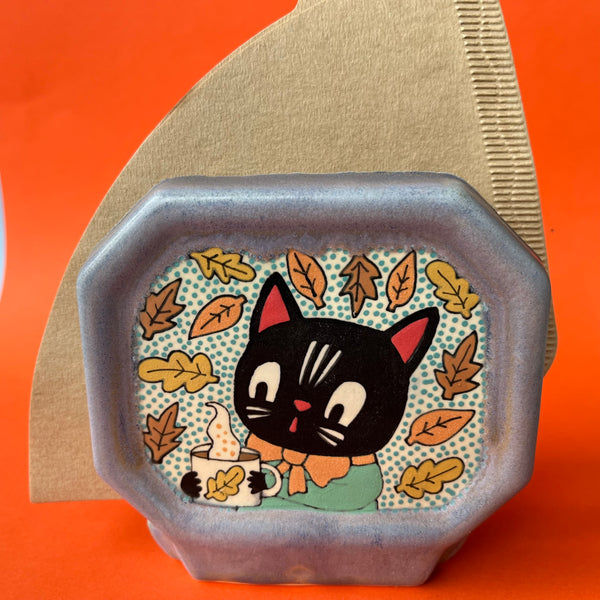 Ceramic Slip Cast Cats Coffee Filter Holder (or for napkins)