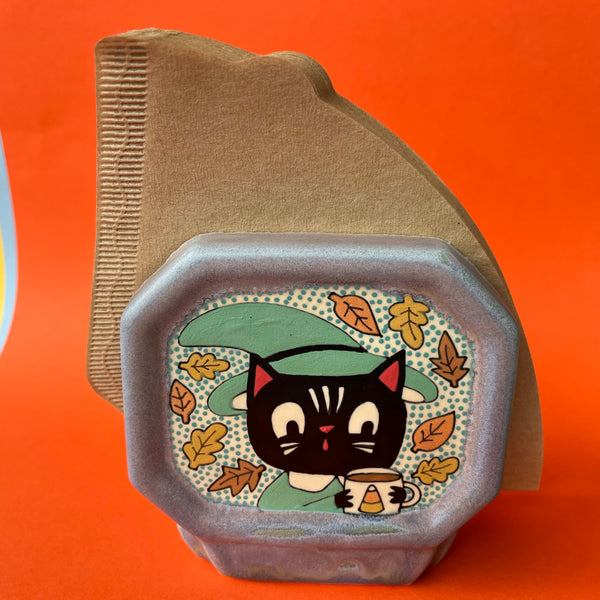 Ceramic Slip Cast Cats Coffee Filter Holder (or for napkins)