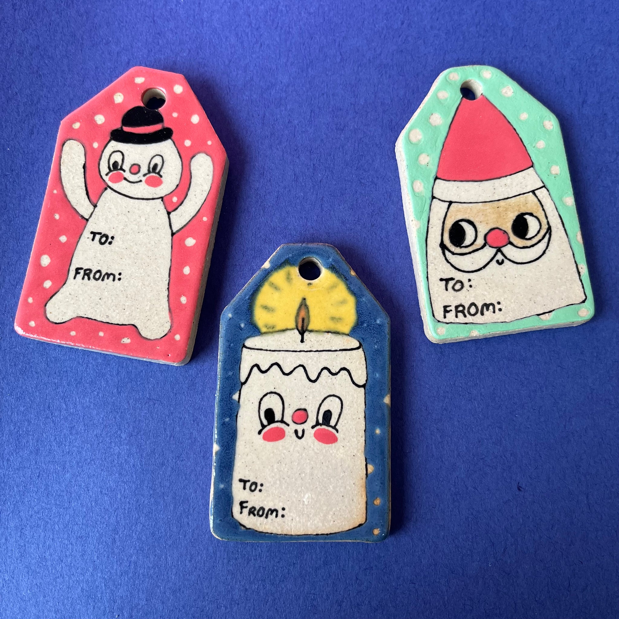 Ceramic Hand Built Gift Tags Set Of 3