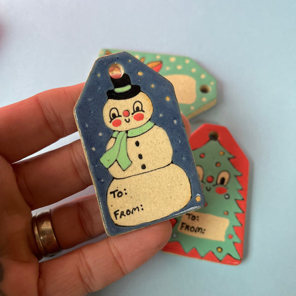 Ceramic Hand Built Gift Tags Set Of 3