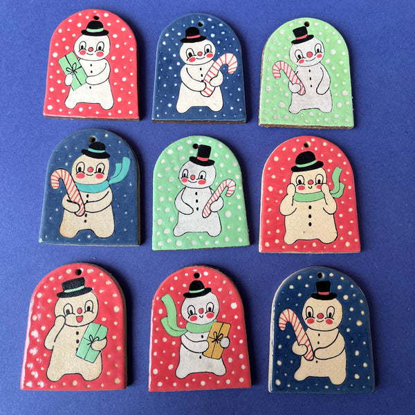 Ceramic Hand Built Snowman Ornament