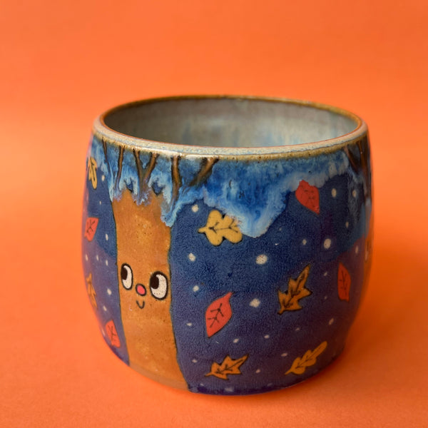 Ceramic Wheel Thrown Fall Cats Mug 11oz