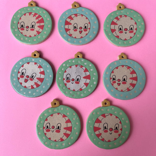 Ceramic Hand Built Peppermint Ornament