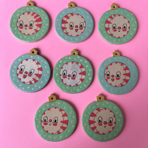 Ceramic Hand Built Peppermint Ornament