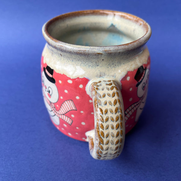 Ceramic Wheel Thrown Snowman Mug 11oz