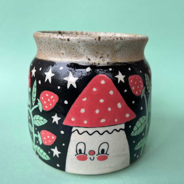 Ceramic Wheel Thrown Owl Mushroom Mug 13.5oz